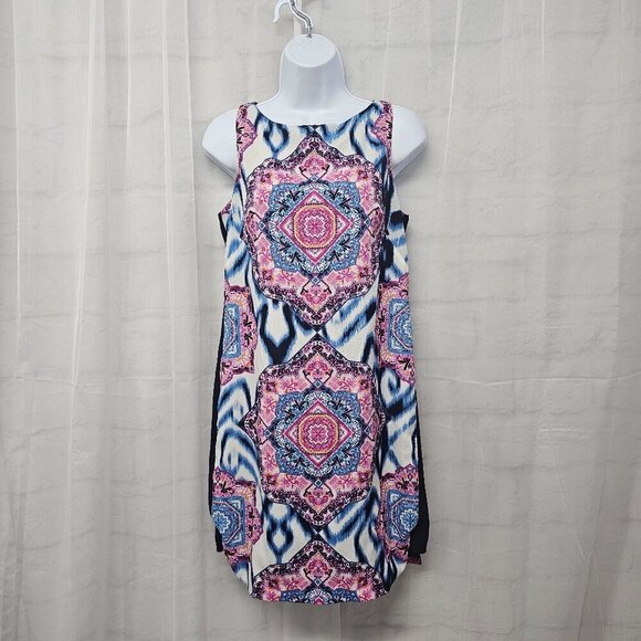Vince Camuto Blue Pink Sleeveless Dress Boho Retro 6 - Picture 1 of 13